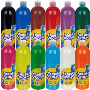 Zestaw 12 farb szkolnych 500ml